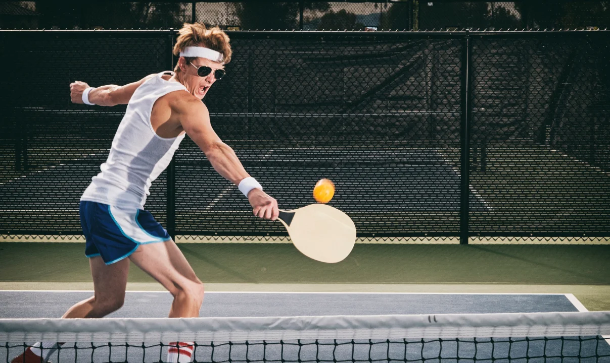 Soft dink shot near the net showing What is a Dink in Pickleball